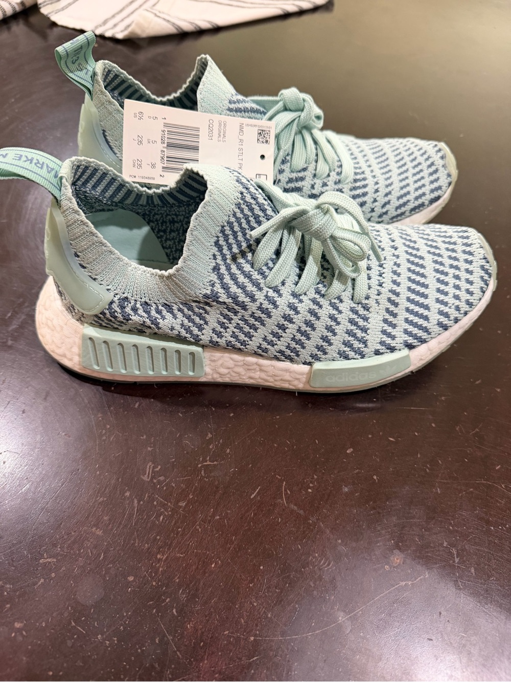 Adidas NMD R1 STLT Gray Mint Blue PRIME KNIT WOMENS US SIZE 6.5 CQ2031 NEW